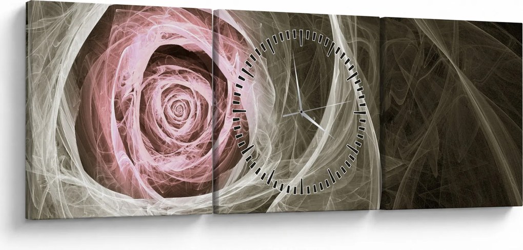 Tablou - Abstract trandafir roz deschis roz (cu ceas) (90x30 cm)