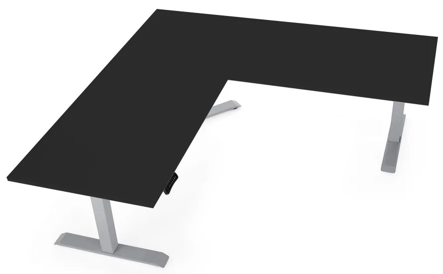 Masa inaltime reglabila OfficeTech Angle, 180 x 200 cm, bază gri, negru