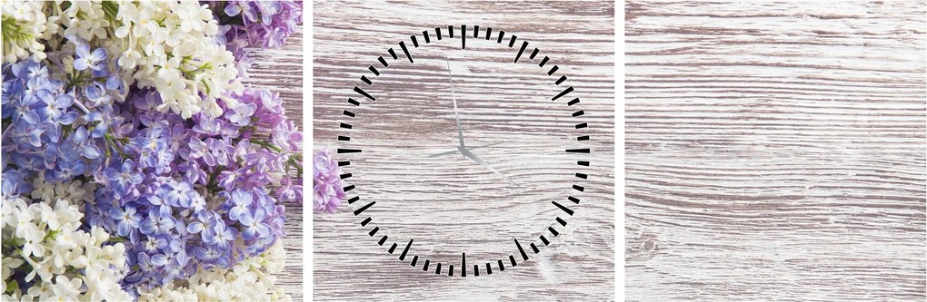 Tablou - Liliac pe lemn (cu ceas) (90x30 cm)