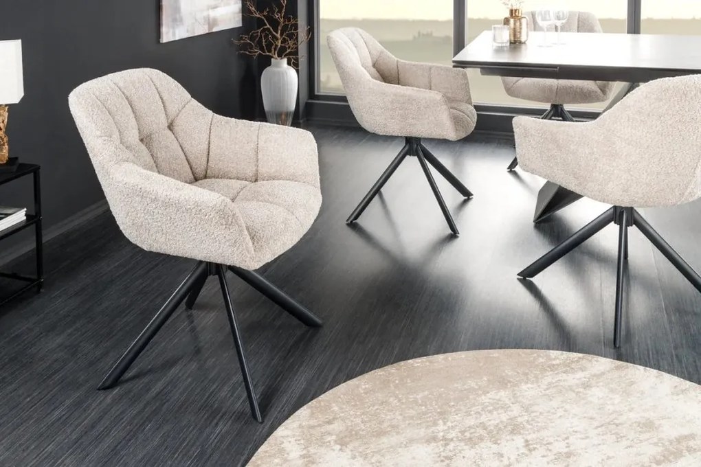 Set 2 scaune pivotante Papillon, boucle bej