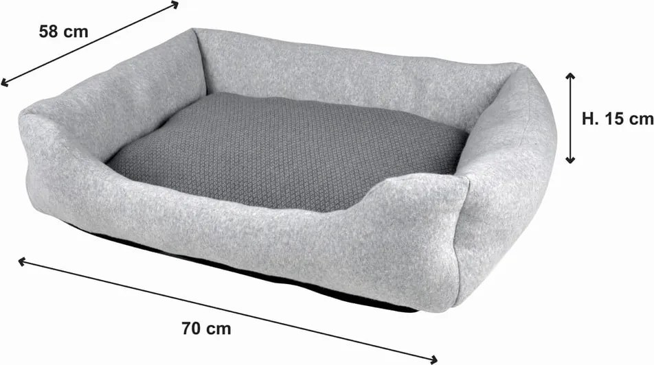 Pat pentru animale de companie gri deschis pentru câini 70x58 cm Graphene – Love Story