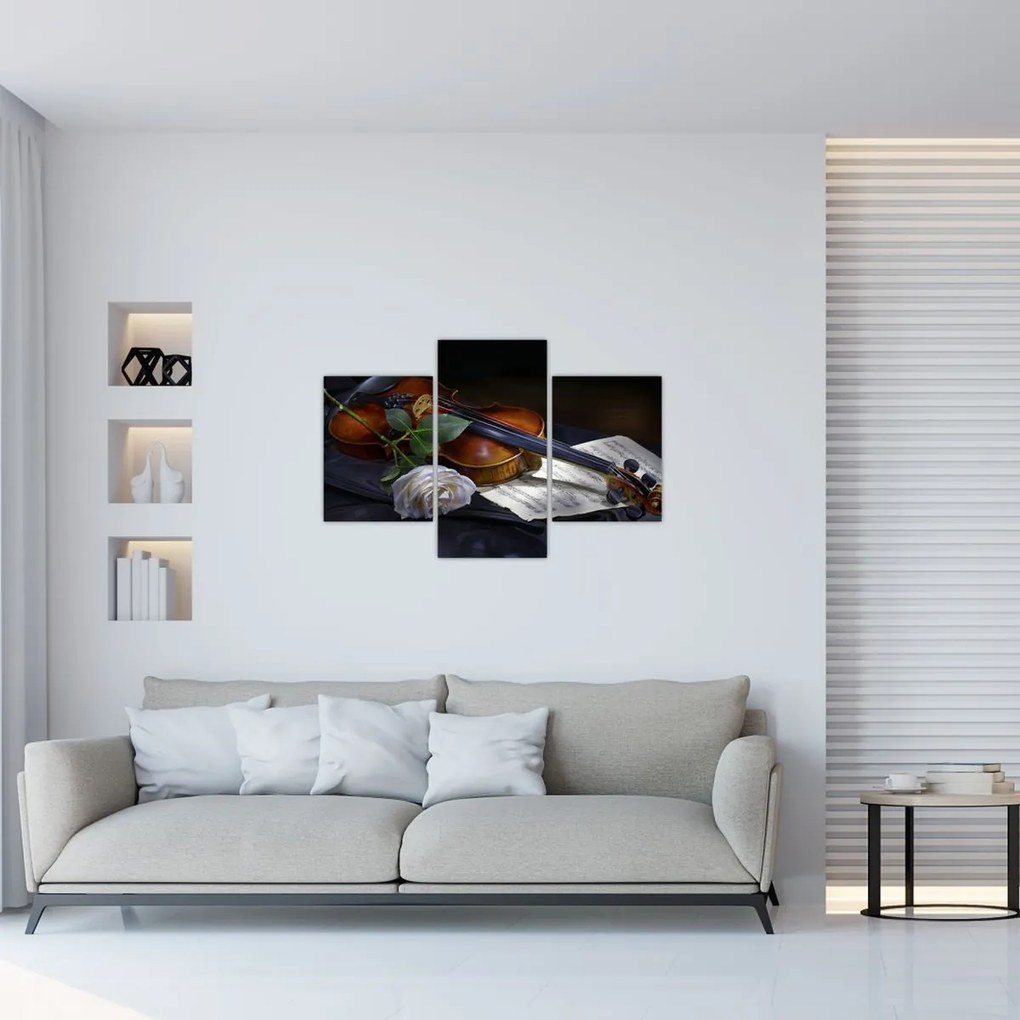 Tablou - Trandafiri și vioară (90x60 cm)