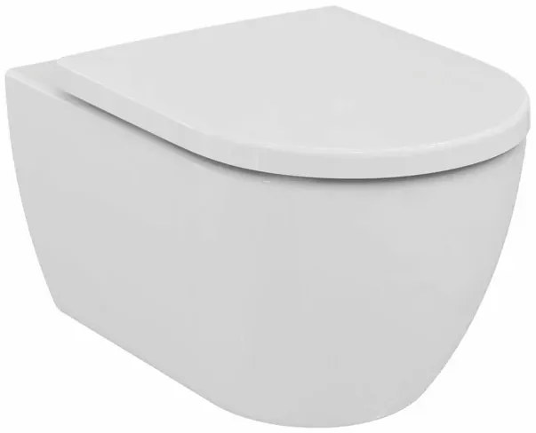 Set vas WC suspendat Ideal Standard Ellisse rimless cu capac softclose alb