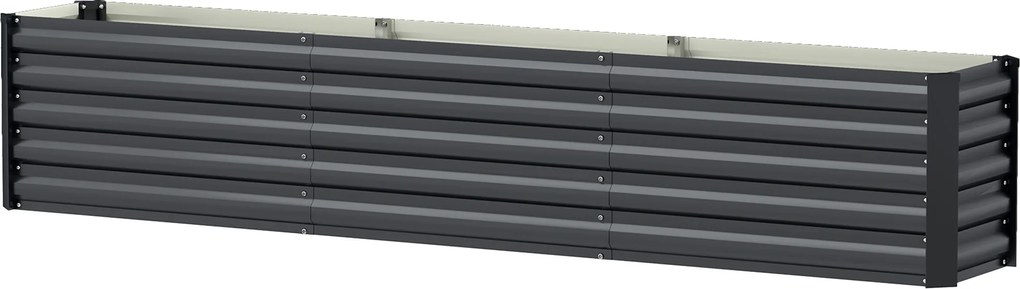 Outsunny Pătrat de grădină pat înălțat din oțel galvanizat bare de susținere și plăci de colț fund deschis 240 x 40 x 45 cm gri închis | Aosom Romania