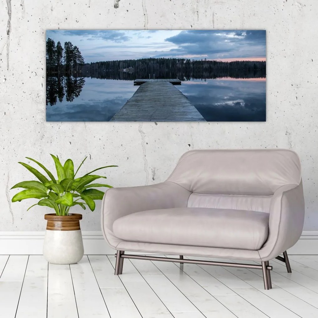 Tablou - Ponton de lemn, lac (120x50 cm)