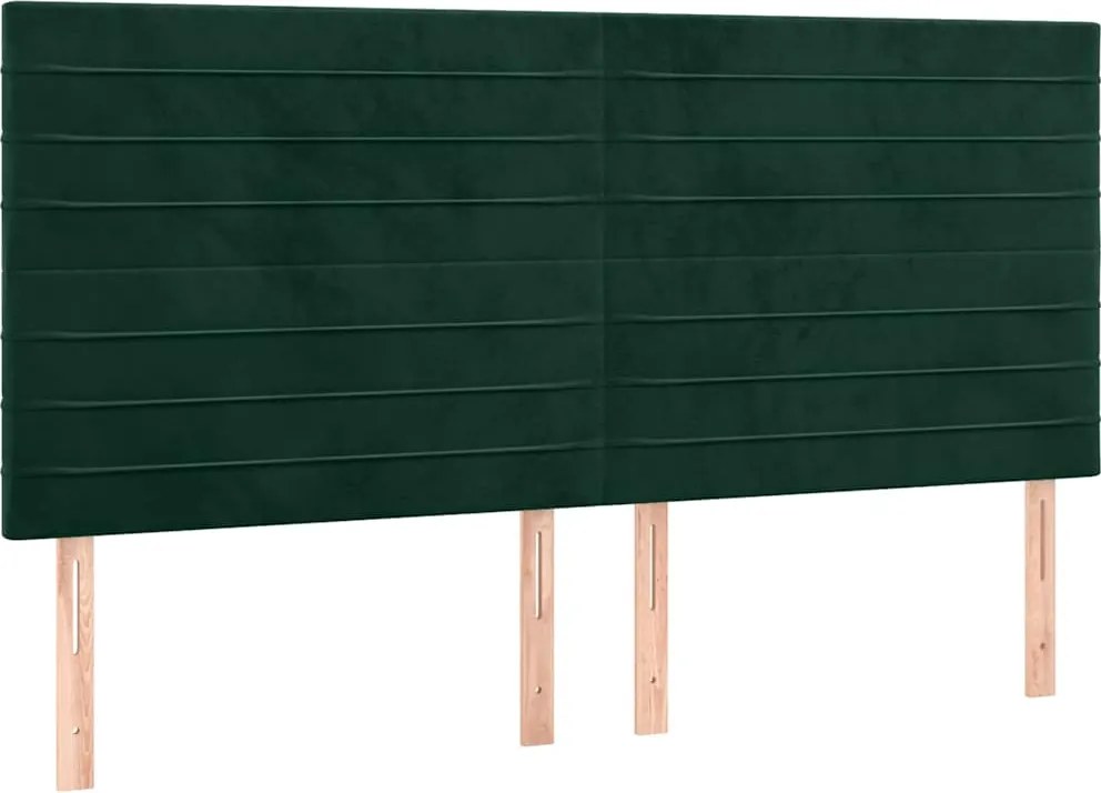 vidaXL Tăblie de pat verde închis 160x5x118/128 cm catifea