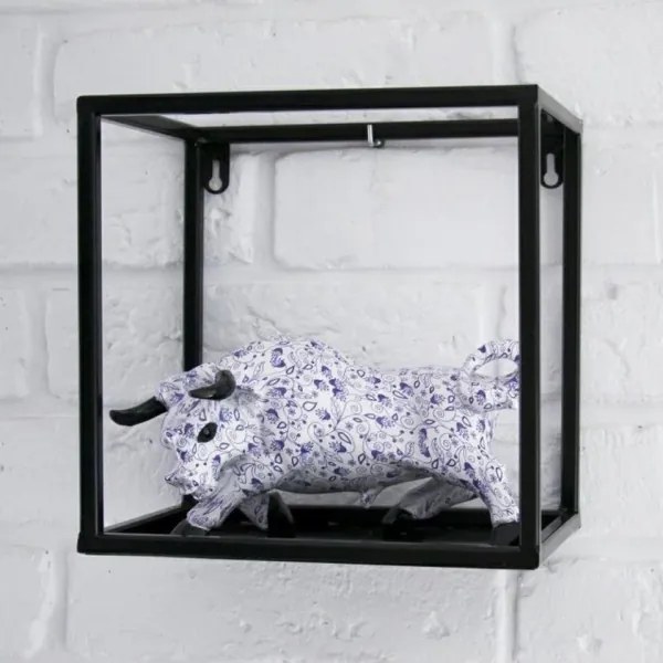 Poliță de perete neagră 20x20 cm