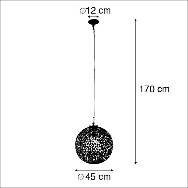 Lampă suspendată orientală neagră cu auriu 45 cm - Radiante