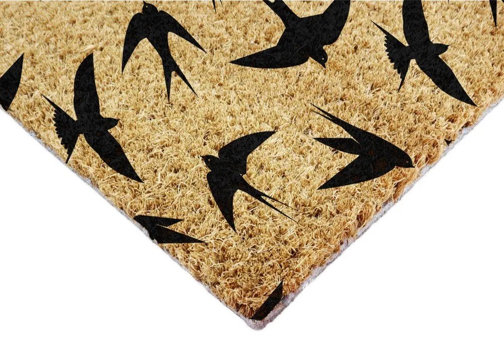 Covoraș de intrare din fibre de nucă de cocos 60x90 cm Swallows – Artsy Doormats