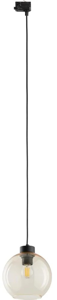 Lustră pe cablu pentru sistem de șină trifazic CUBUS 1xE27/15W/230V negru/bej fumuriu