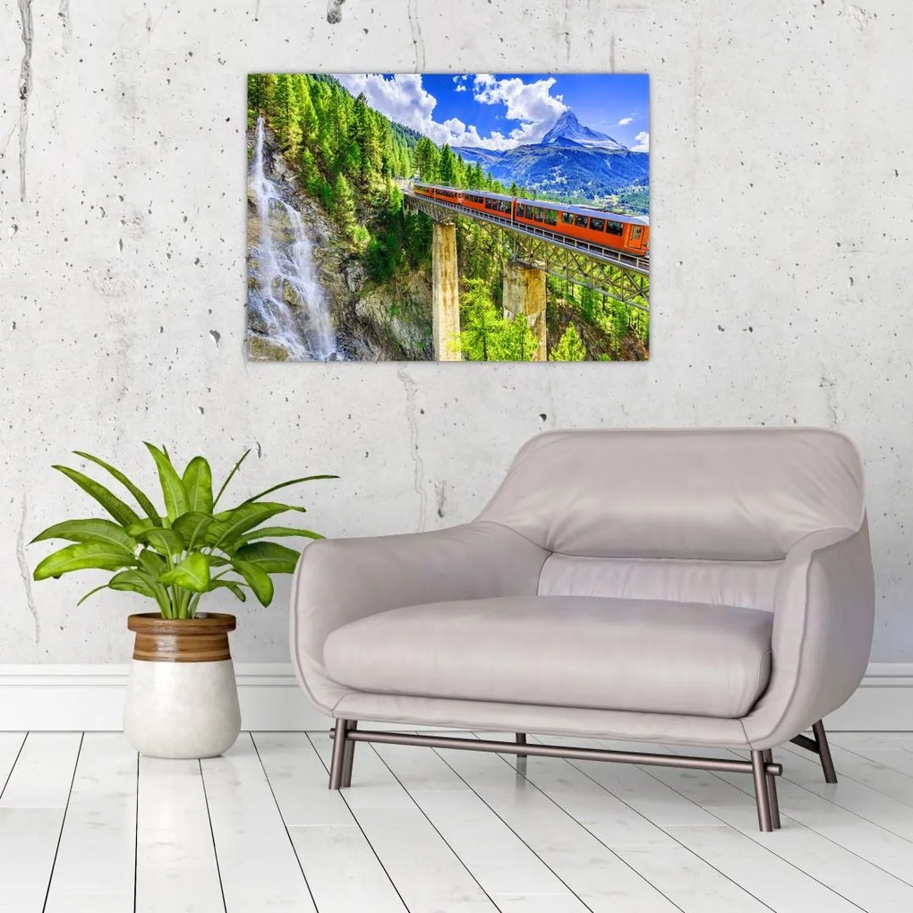 Tablou pe sticlă - Matterhorn, Zermatt, Valais, Elveția (70x50 cm)