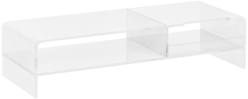 HOMCOM Suport Monitor Acrilic cu 2 Rafturi, Suport Ergonomic pentru PC, Transparent, 50.8x19x12 cm, Ideal pentru Birouri Moderne | Aosom Romania