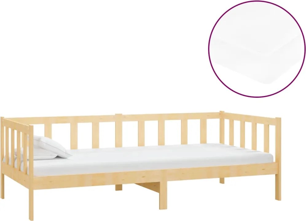vidaXL Pat de zi cu saltea, 90x200 cm, lemn masiv de pin