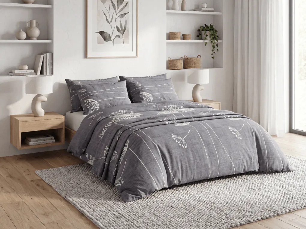 Lenjerie de pat din bumbac SOFT MEADOW gri Dimensiune lenjerie de pat: 70 x 90 cm | 140 x 200 cm