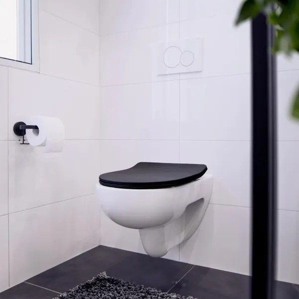 WENKO Capac WC SEDILO 23827100-WC, 45,2 x 36,2 cm, negru/argintiu