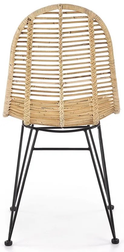 Scaun de bucaterie Linus, ratan/negru
