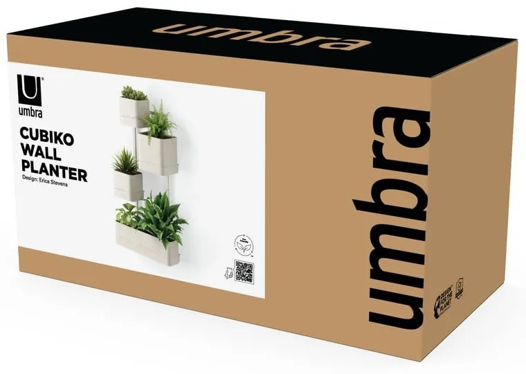 Ghivece 4 buc. din plastic pentru ierburi aromatice, de agățat, de perete Cubiko – Umbra