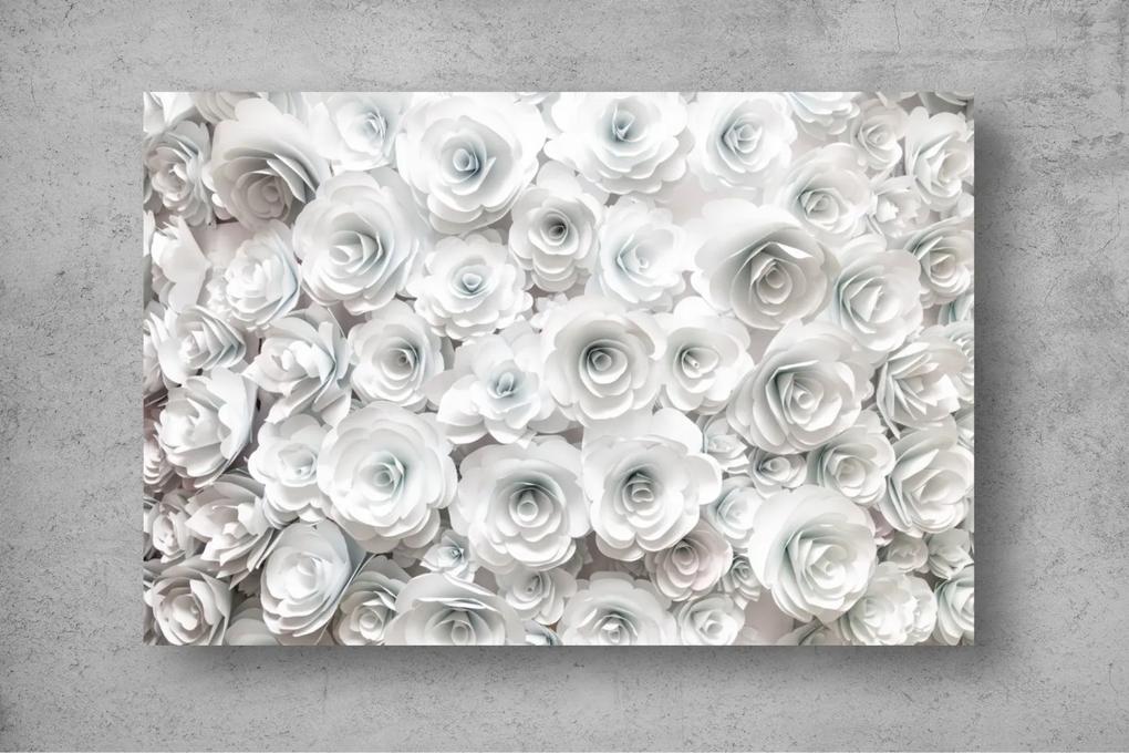Tapet Premium Canvas - Flori albe abstract