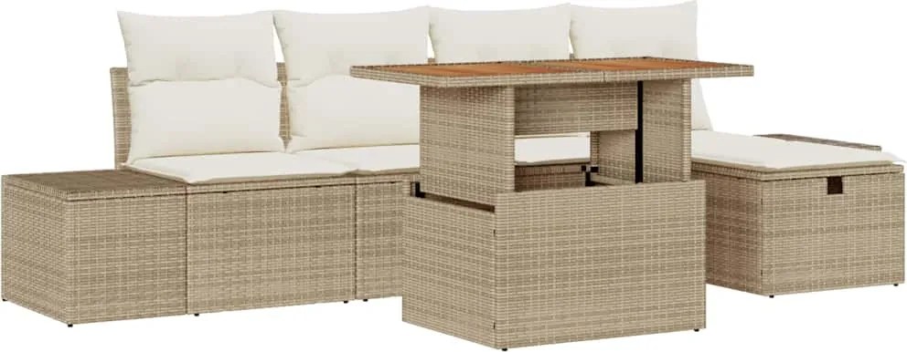 vidaXL Set de canapele pentru grădină 6 pcs Bej poliratan