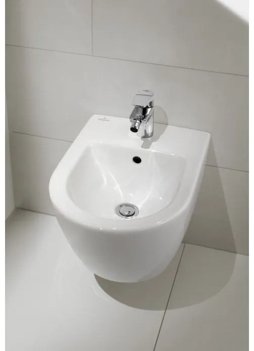 Bideu suspendat compact, Villeroy&Boch Subway 2.0, 35.5x48cm, Alb Alpin, 54060001