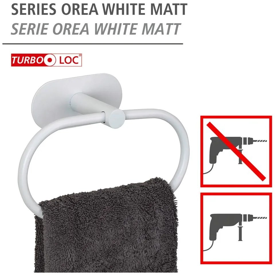 Suport pentru prosoape alb autoadeziv din oțel inoxidabil Orea – Wenko