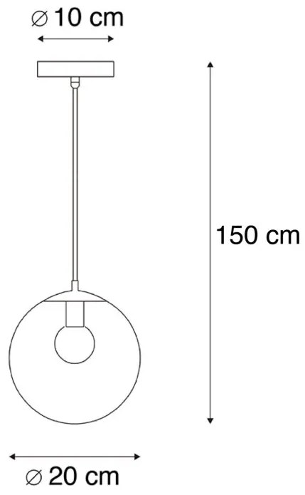 Lampă suspendată inteligentă neagră cu sticlă aurie 20 cm inclusiv Wifi A60 - Pallon