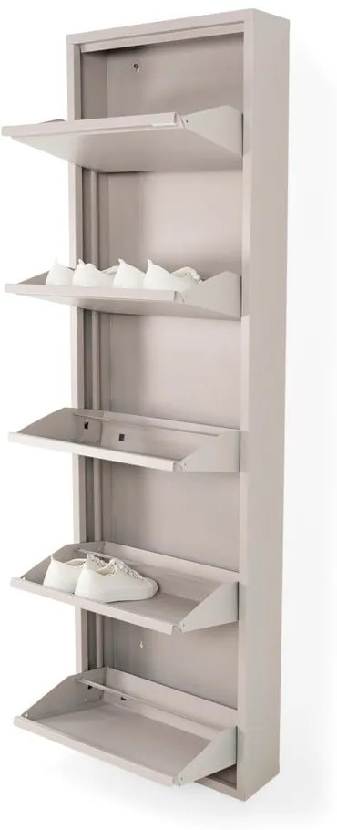 Pantofar taupe cu deschidere înclinată din metal 50x169x15 cm Billy – Spinder Design