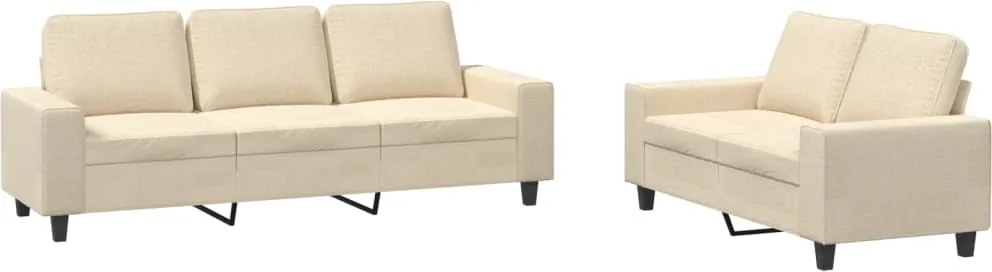 vidaXL Set de canapele, 2 piese, crem, material textil