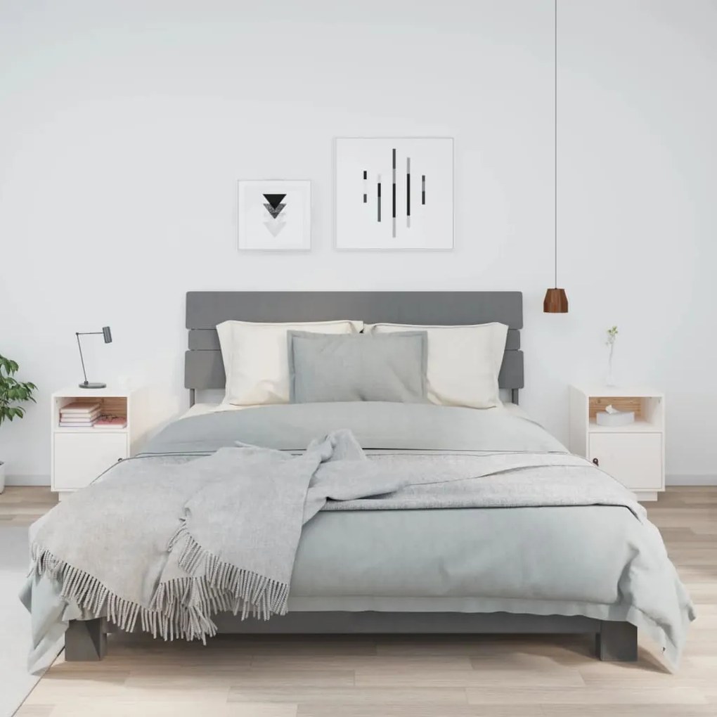 vidaXL Noptiere, 2 buc., alb, 40x34x55 cm, lemn masiv de pin