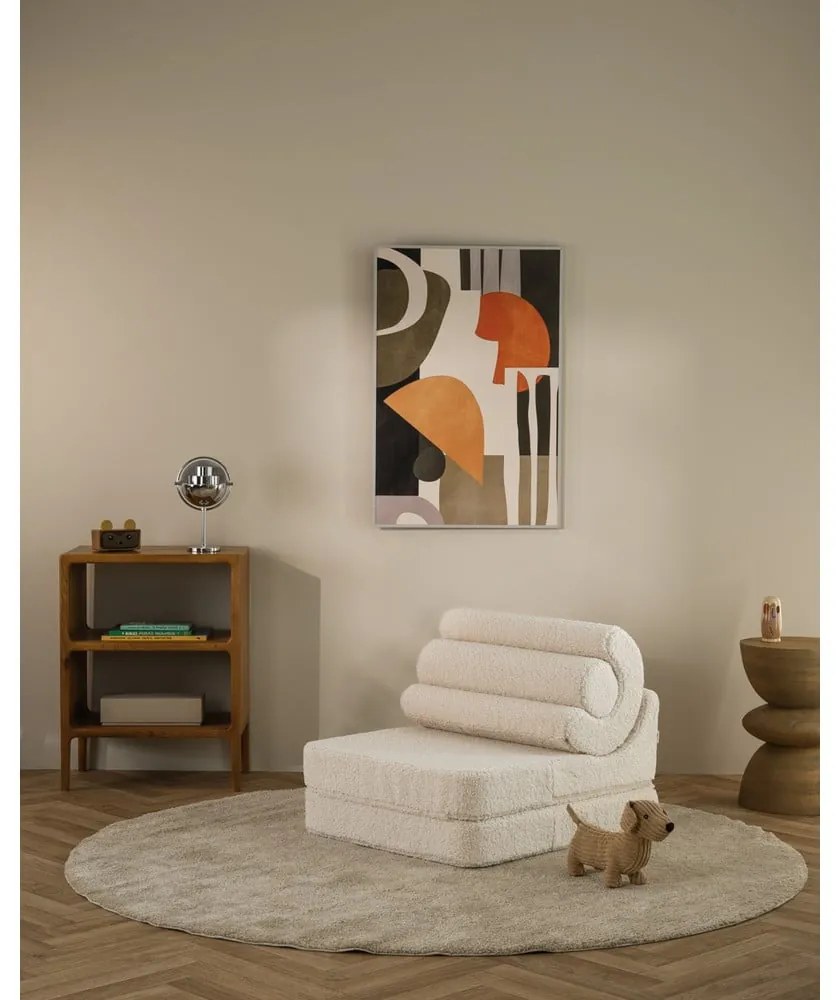 Fotoliu pentru copii crem cu tapițerie din țesătură bouclé Flipster – Wigiwama