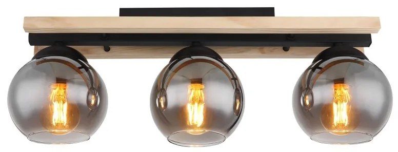 Plafoniera 3L design industrial CONNI negru, natur