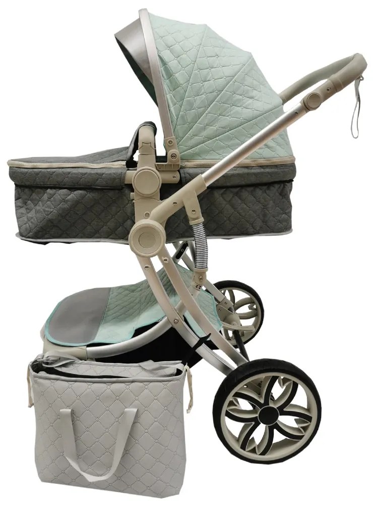 Carucior 2 in 1 cu landou transformabil in parte sport, 0-36 luni, Turcoaz - CPC-15-turcoaz