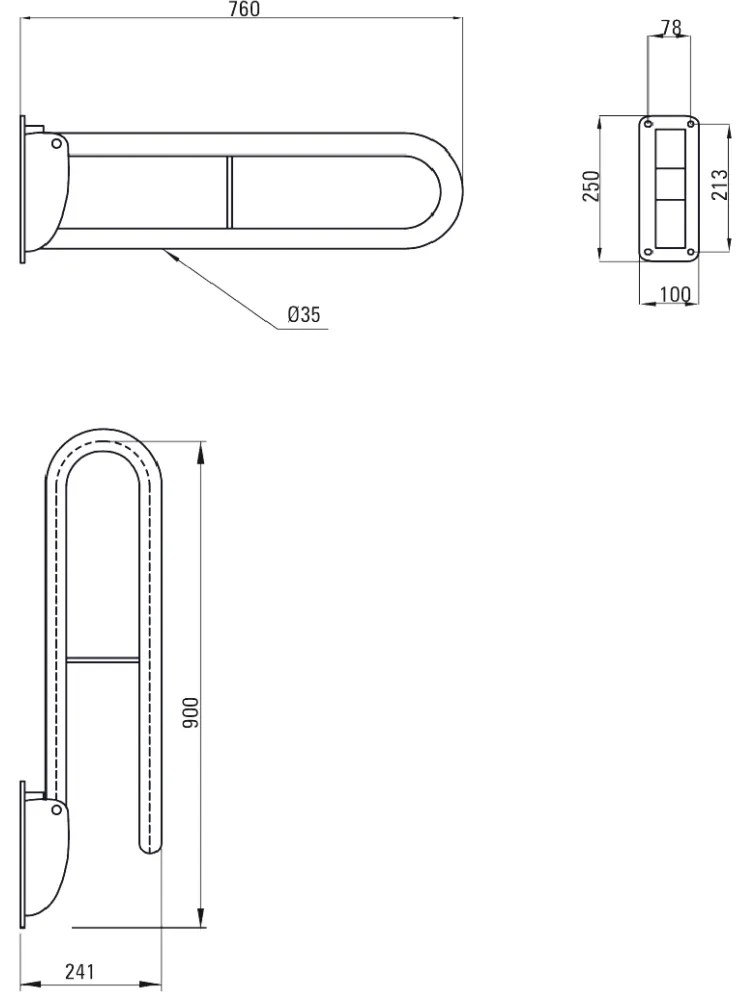 Bara sprijin vas WC pentru persoane cu dizabilitati, aluminiu, Vital, Deante Aluminiu