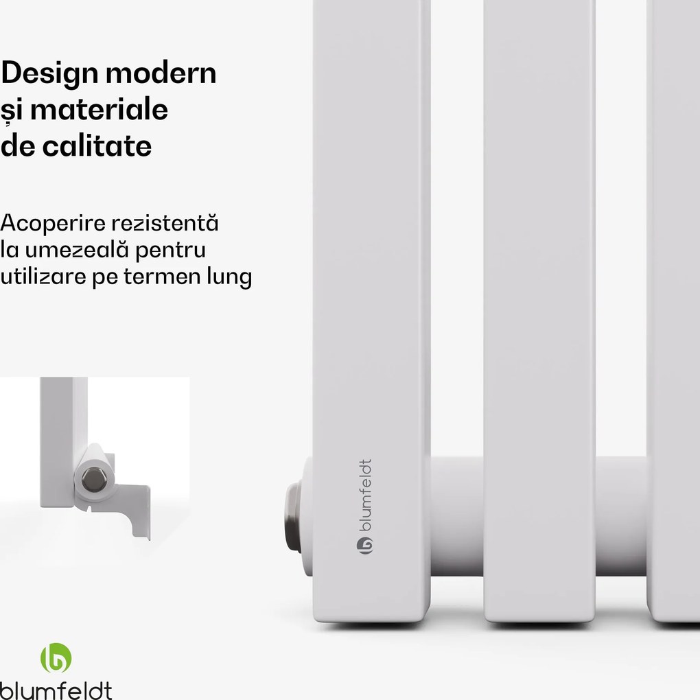 Blumfeldt Radiator Delgado | Design modern | 63 x 100 cm | 891 W | Conexiune centrală