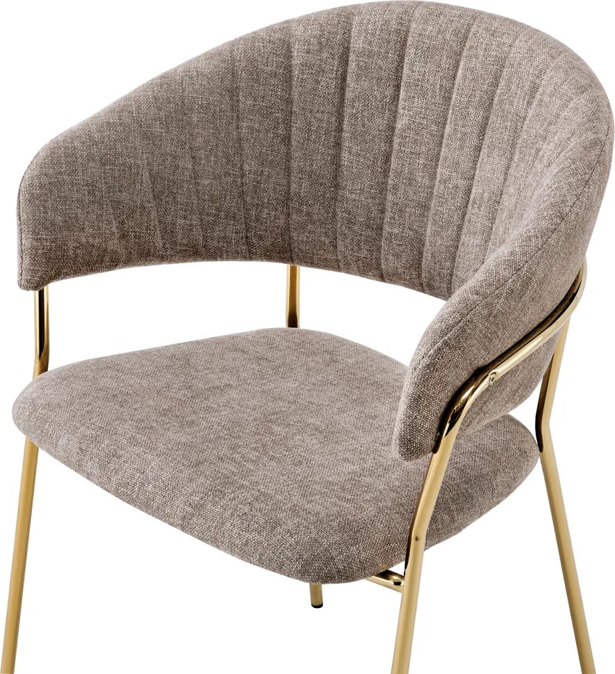 Fotoliu de sufragerie de design, textil maro/gold crom auriu, DASMIN TIP 1