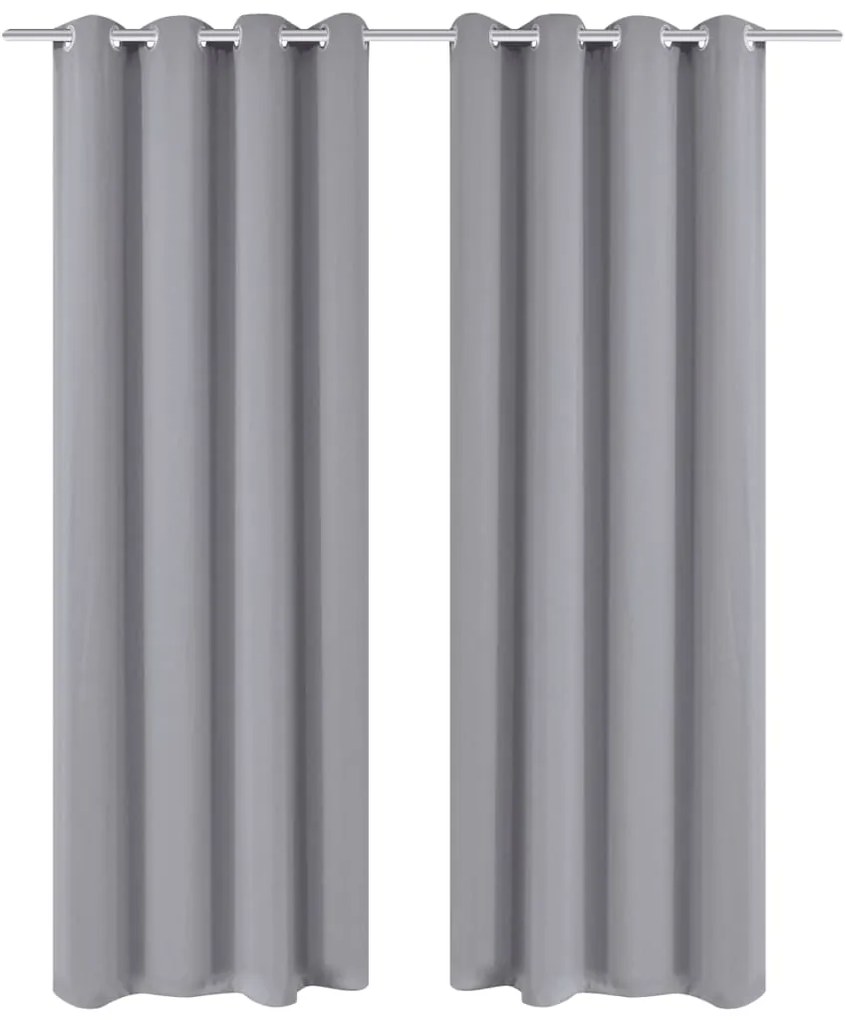 Draperii opace cu inele metalice, 2 buc., gri, 135 x 245 cm