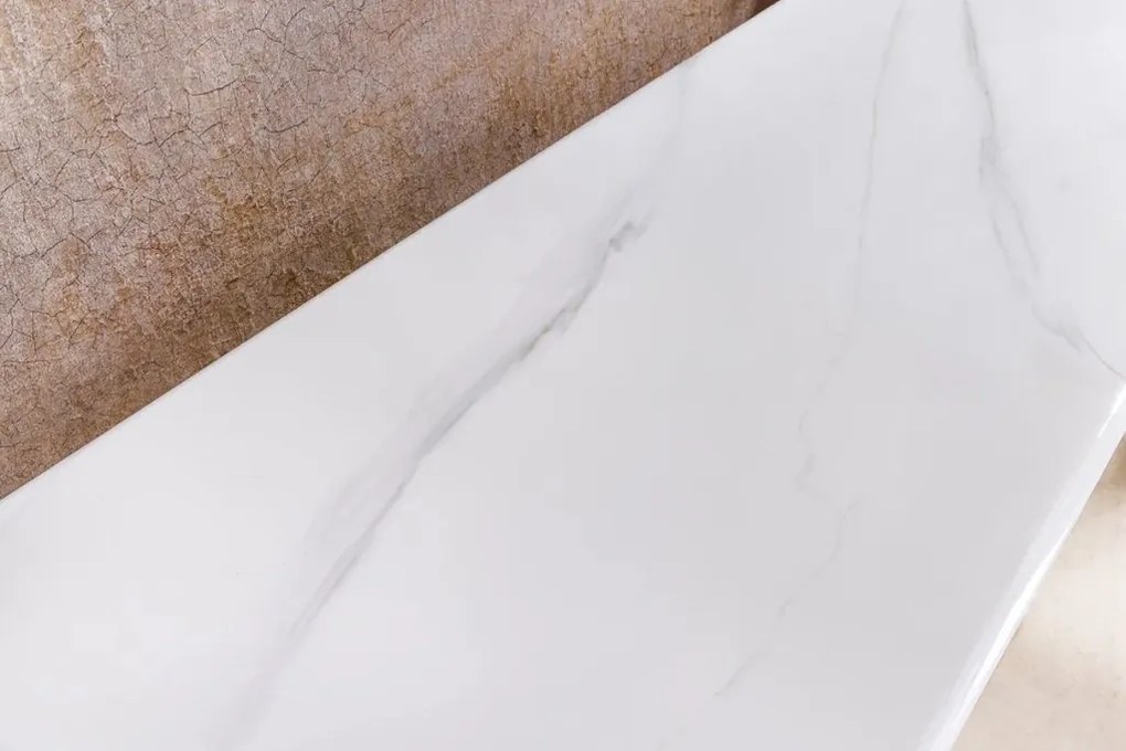 Consola design modern, Metal, Auriu, Ceramica, Alb, ART LIVING 140cm