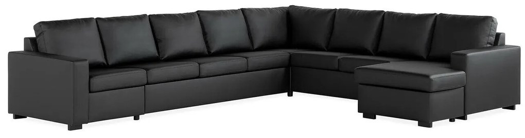Colțar Scandinavian Choice C111Negru, 345x285x86cm, Picioare: Lemn