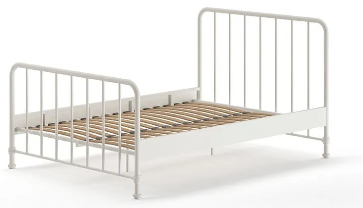 Pat matrimonial alb din metal cu somieră 140x200 cm BRONXX – Vipack