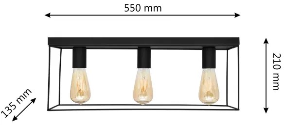 Plafonieră FINN 3xE27/15W/230V negru