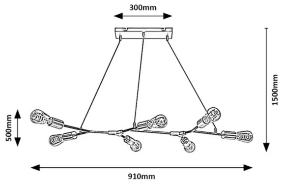 Lustră pe cablu BRANWEN 7xE27/25W/230V Rabalux 72027