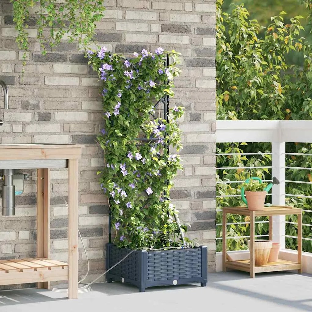 vidaXL Ghivece pentru grădină Gri 40 x 40 x 126 cm Oțel
