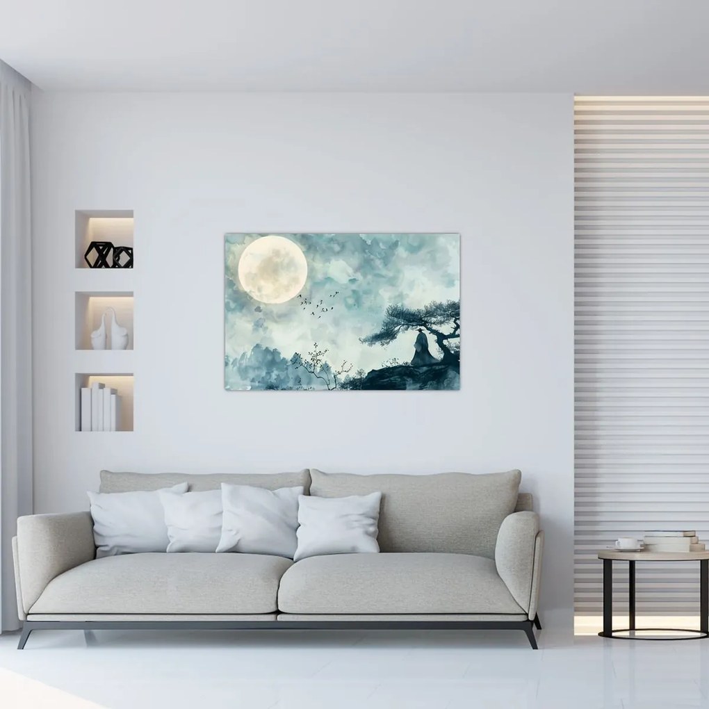 Tablou - Pictură cu lună plină (90x60 cm)