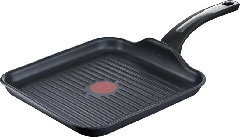 Tigaie grill Tefal SELECTION G2844032, 26x26 cm, Acoperire antiaderenta din titan, Thermo-Signal, Thermo-Fusion, Inductie, Negru