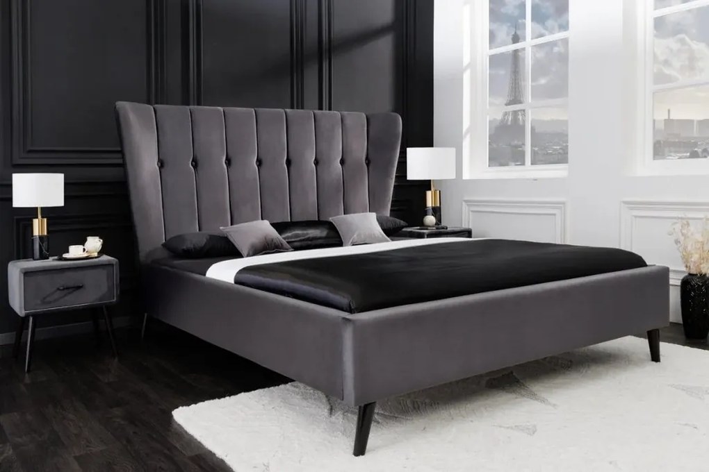 Pat dublu tapitat design modern Sixties 160x200cm, gri inchis A-6540995 VC