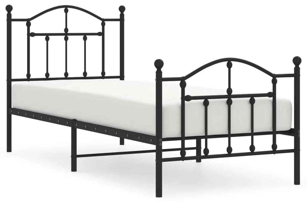 353449 vidaXL Cadru pat metalic cu tăblii de cap/picioare, negru, 90x190 cm