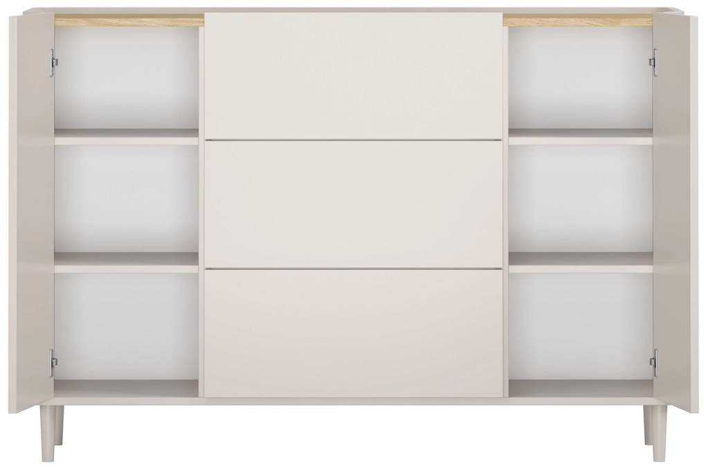 Comodă cu sertare pe picioare Elivo 150 cm - cașmir / stejar uleiat