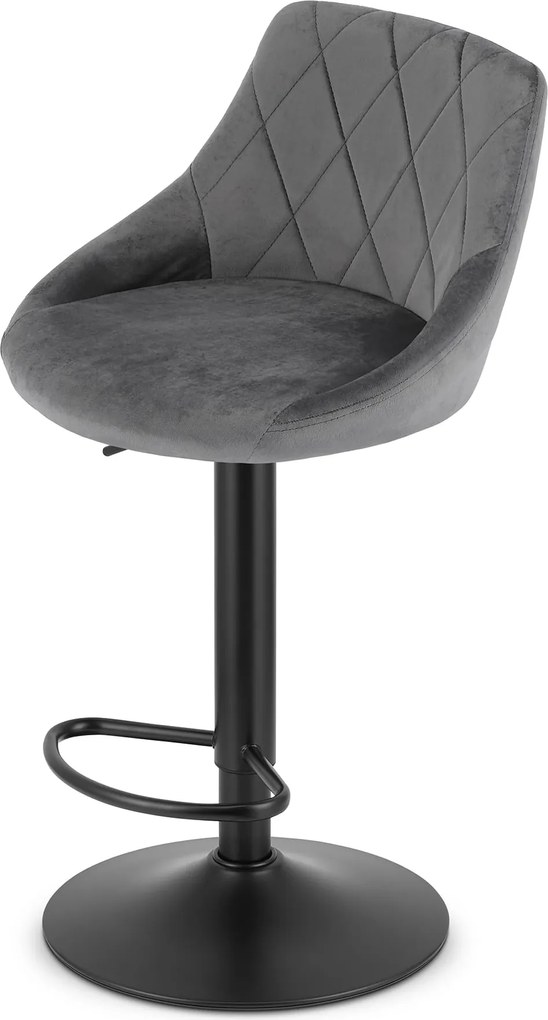 OFERTA Scaun de bar gri VELVET KAST cu picior negru II calitate