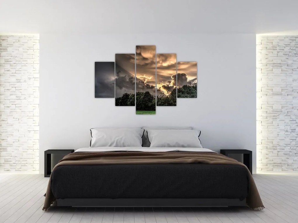 Tablou cu nori și pădure (150x105 cm)