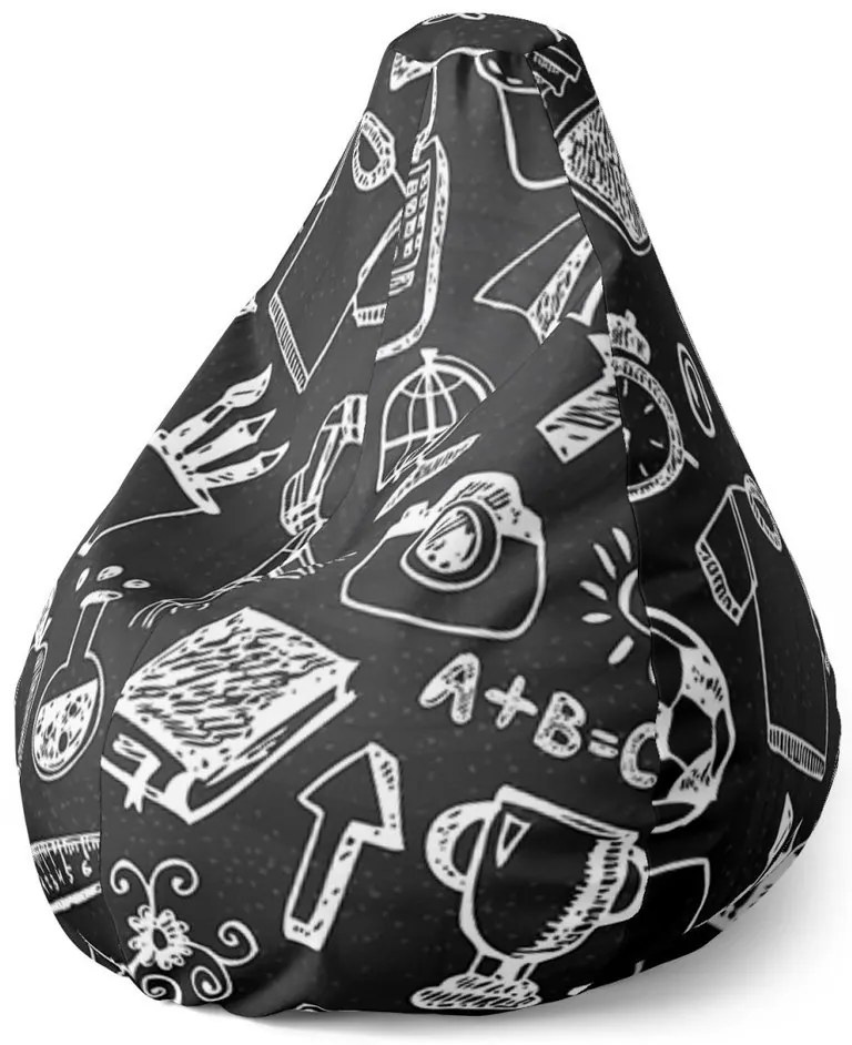 Sac de șezut Pear școală alb-negru - pentru copii, negru